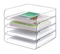 Bandeja de escritorio Tomorotec tama o A4, apilable, transparente, de PET, organizador de documentos, archivador, soporte para papel, libros, car