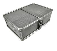 Bandeja de esterilización con tapa para herramientas médicas y dentales, cesta perforada de malla de acero inoxidable para autoclave, organizador de instrumentos