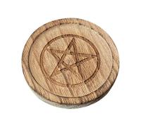 Bandeja de exhibición de Pentagram - Herramienta de Altar de Madera, Hechizo de brujería | Placa de Vela pagana rústica de 6.7cm, decoración mágica Antigua, Sagrada para Cristales rituales de