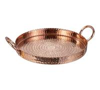 Bandeja de exhibición Redonda Metal Cobre 12 Pulgadas, Plato Servicio Mesa Decorativo for Vino, café, té para Desayuno