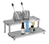 Bandeja de fregadero de 2 niveles que ahorra espacio con material ausente de diatomita y patas de metal resistentes, perfecta para cocina y secado de platos