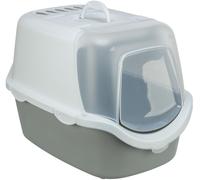 Trixie Cat Box Vico abre la parte superior con techo de color gris claro blanco