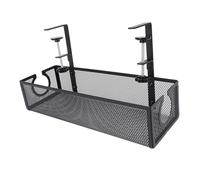 Bandeja de gestión Cables Debajo del Escritorio Acero al Carbono Organizador Trapezoidal con Orificio Redondo Lateral Clips antiarañazos para Espacios Estudio y Oficina ordenados