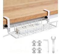 Bandeja de Gestión Cables Debajo Mesa Escritorio Gaming,Organizador de Cables,Accesorios para Almacenar y Esconder Cables, Regleta de Soporte para Ordenador,Oficina (1 Piezas-Blanco)