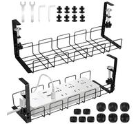 Bandeja de Gestión Cables Debajo Mesa Escritorio Gaming,Organizador de Cables,Accesorios para Almacenar y Esconder Cables, Oficina Cable Management Pack of 2 (2 Piezas)