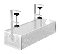 Bandeja de gestión de cables de acero al carbono para debajo del escritorio, abrazadera sin taladro, para cable de escritorio de 1,2 a 6 cm, color negro (B)