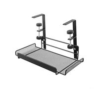 Bandeja de gestión de cables de escritorio, organizador de cables debajo del escritorio, ajustable de 4,5 a 8,5 cm de altura del estante con acero al carbono para espacio de trabajo organizado (negro