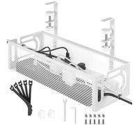 Bandeja de gestión de Cables para Debajo del Escritorio, Organizador de Cables sin Taladro, Bandeja de Cables Ajustable y retráctil, fácil de Instalar, solución de Cables para el hogar u -2 Paquete