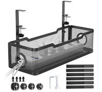 Bandeja de gestión de cables para debajo del escritorio, sin taladro, bandeja de cables con abrazadera para gestión de cables, caja de organización de cables para oficina, hogar, no daña el escritorio