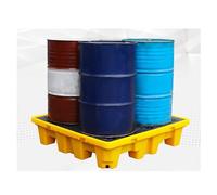Bandeja de goteo de aceite, paleta de tambor de 80 litros con rejilla extraíble, almacenamiento apilable de polietileno para cubos de pintura, solución de garaje industrial, amarillo, 130 x 68 x 15 cm