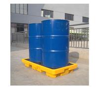 Bandeja de goteo de aceite para 2 tambores, bandeja plana de polietileno, plataforma amarilla extraíble con drenaje, capacidad de 90 l para garaje y almacenamiento industrial, 130 x 68 x 17,5 cm