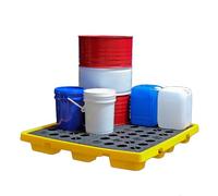 Bandeja de goteo industrial poco profunda para aceite de tambor de 1/2 con drenaje, plataforma de recogida de plástico extraíble, modular, bandeja de tambor de aceite a prueba de fugas (51.2 x 26.8 x