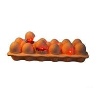 Bandeja de Halloween con decoración de pollito zombi que emite luces naranjas y efectos de sonido espeluznantes para ambiente estacional