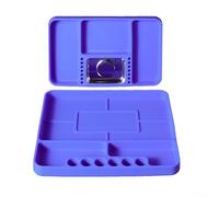 Bandeja de herramientas de silicona flexible con base antideslizante con alfombrilla magnética, compartimentos personalizables para tornillos, pernos, tuercas, almacenamiento de zócalos, color azul