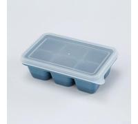 Bandeja de hielo de 6 cavidades con tapa, parte inferior de silicona para una fácil liberación de hielo, hecha de PP y materiales de silicona, cocina DIY para caja de hielo de cubo (azul)