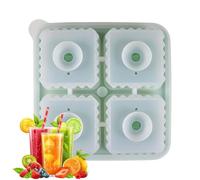 Bandeja de hielo de silicona, molde de hielo cubo, Cubo de agrupación cuadrado de 4 cavionesto hecho a mano VAY, Molde portátil para hacer hielo con tapa de embudo para beber