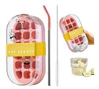 Bandeja de hielo sin | Reutilizable 2 en 1 con pajita | Cajón de congelación para cubitos de hielo | Para el hogar, cocina, oficina, viajes, exteriores, camping, senderismo, picnic, cóctel