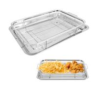 Bandeja de horno con rejilla de enfriamiento, 29 x 39 x 6 cm, acero inoxidable, bandeja para hornear y rejilla para tartas, menos pegajosa, cesta para hornear galletas, parrilla y refrigeración, apta