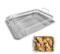 Bandeja De Horno con Rejilla de Enfriamiento,Bandeja de Horno de 304 Acero Inoxidable de Grado Alimenticio,13"x9.6"x3.1" Bandejas Rectangulares de Horno,para hornear,Galletas,Pizza y pollo Crujiente