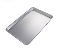 Bandeja de horno de aluminio resistente de 45 x 33 cm, resistente a la oxidación, bandeja de horno para pasteles, saborías, patatas fritas, lata de asado, grado profesional, color plateado