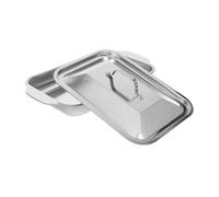 Bandeja de Horno Tostador de Acero Inoxidable Rectangular Profunda | Fuente de Horno Tapa, Fácil de Limpiar, Resistente al Calor, Plata para Reuniones Familiares y Asado