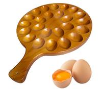 Bandeja de huevo rellena 24 hoyos Fanos de huevos rellenos 2 en 1 Plato de huevo relleno reversible ＆ Cortacutería Tablero de huevo de madera resistente para el huevo relleno para suministros de coci