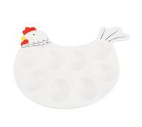 Bandeja de Huevo Relleno de 8 Huecos Cerámica en Forma de Pollito para Pascua y Fiesta