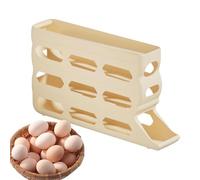 Bandeja de huevos para nevera | Portahuevos para refrigerador de 4 capas de rodamiento automático - Dispensador de 30 capacidades, caja antideslizante, panadería, cocina, agricultor, mercado, pr