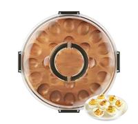 Bandeja de Huevos Rellenos,Tabla Para Charcutería Con 24 Huecos Y Tapa - Bandeja para Servir Huevos Rellenos,Para Acción de Gracias Pascua Fiestas Cenas Buffet Cocina Hogar Aperitivo Mostrador Mesa Ca