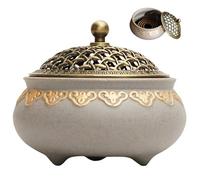 Bandeja de Incienso de cerámica Quemador de Incienso de 4x3 Pulgadas Porta Redondo de Porcelana China Vintage con Tapa para el hogar Sala de Estar Sala de meditación u Oficina.