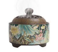 Bandeja de incienso - Soporte de quemador de aromaterapia de cerámica, cuenco de flores decorativas | Colector de cenizas redondas de porcelana esmaltada con de regalo para esquina de meditación