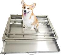 Bandeja de inodoro de metal para perro, para interiores y exteriores, bandeja de entrenamiento para gatos y cachorros, soporte portátil resistente para orina de perro, porche, baño, apartamento