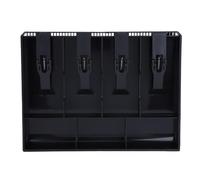 Bandeja de inserción para cajón de caja registradora, bandeja de repuesto para cajón de efectivo, 4 compartimentos para billetes y 3 monedas con clip de metal (Negra)