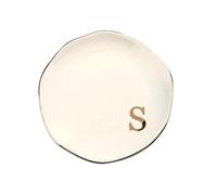 Bandeja de joyería con anillo iniciales, 2 uds., monograma AZ personalizado, compromiso boda for mujeres, amigas, hermanas, cerámica blanca Para Guardar Y Exhibir Pendientes(Color 16)