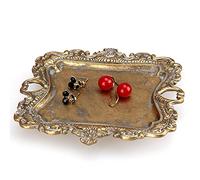 Bandeja de joyería pequeña de oro vintage para compromiso, boda, anillo rústico, plato antiguo, pendiente, collar, bandeja, regalo decorativo, pequeñas bandejas de exhibición de joyas