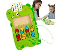 Bandeja de Laberinto Magnético,Juego de de Madera Dinosaurio | Juguete para Habilidades Motrices Finas, Actividades Preescolares para Juego en Interior, Viajes, Grupo, Aula Y