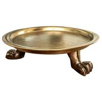 Bandeja de latón macizo 100 % con patas de garras, bandeja de latón, plato para velas, portavelas antiguo, pedestal para velas, soporte para joyas, soporte para velas (4.5 pulgadas de diámetro, 1.35