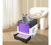 Bandeja de lechada para gato, casa de baño, bandeja de arena, arena cerrada gato, A es el modelo normal, B es el modelo esterilizado (B,Negro)