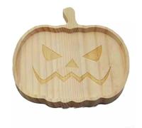 Bandeja de madera, 19 x 18 x 1,5 cm, plato de calabaza de Halloween, tabla decorativa para servir, acabado de madera natural, centro de mesa de fiesta de festival
