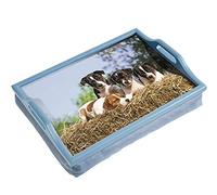 Bandeja de Madera con Asas y Asas de diseño de Cachorros en el Lateral Que proporcionan una Gran Estabilidad, Ligera, Totalmente portátil, Uso en Cualquier habitación, Bandeja fácil de Limpiar, para
