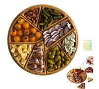 Bandeja de madera con compartimentos extraíbles, diseño dividido para embutidos, frutas, aperitivos, ideal para fiestas y mesas de café