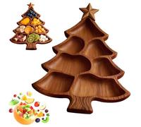 Bandeja de madera con forma de árbol de Navidad, tabla de embutidos de árbol de Navidad para queso, aperitivos, aperitivos y postres, plato de vacaciones con asas, bandeja decorativa de Navidad