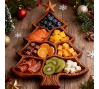 Bandeja de madera con forma de árbol de Navidad, tabla de embutidos de árbol de Navidad, plato de servir de día festivo para aperitivos, queso, frutas, aperitivos, platos rústicos para alimentos (10