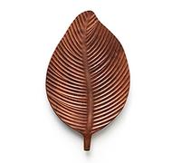 Bandeja de madera con forma de hoja, bandeja de madera para servir, bandejas de almacenamiento, té, postre, cena, panes, frutas, serpientes, platos de exhibición de alimentos (madera gruesa)