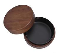 Bandeja de madera con revestimiento extraíble de acero inoxidable y tapa, contenedor de cenizas resistente al viento, apto para varias áreas (negro)