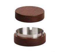 Bandeja de madera con revestimiento extraíble de acero inoxidable y tapa, contenedor de cenizas resistente al viento, apto para varias áreas (plata)