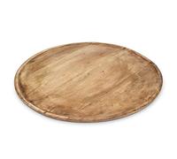 Bandeja de madera de mango natural apta para alimentos, 37 cm, bandeja decorativa redonda grande de madera maciza, bandeja para servir, bandeja para velas, mesa decorativa, bandeja de madera, Navidad