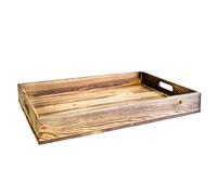 Bandeja de madera flameada extra grande 60 x 40 x 8 cm - Bandeja de madera para desayuno, bar y decoración, versátil y resistente