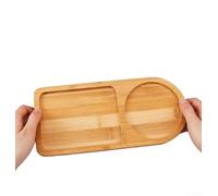 Bandeja de madera maciza para servir desayuno en la cama, bandeja semielíptica para té, café, pan, decoración moderna y minimalista de cocina, 11 x 6 x 2 cm (amarillo)
