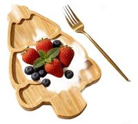 Bandeja de madera natural en forma de árbol de Navidad de doble cara para pizza, plato de frutas, fiesta de Pascua, utensilio de cocina, material sostenible